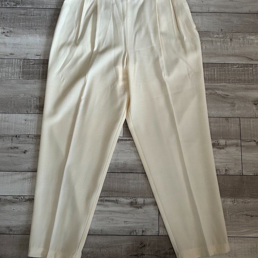 Fundamental Things Vintage Winter White Pleated High-Rise Pants Size 14
